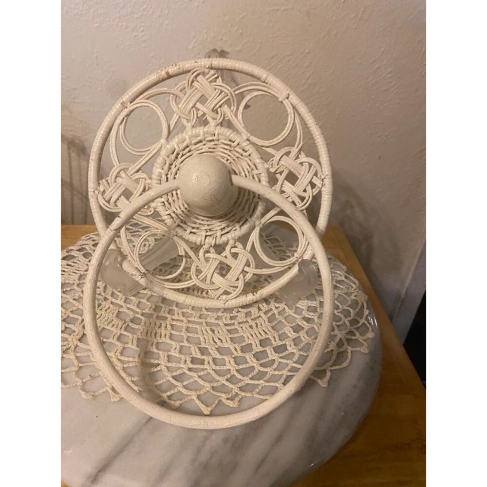 Vintage 1978 HOMCO White Faux Wicker Towel Ring #3314